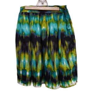 Worthington blue green fairy Garden Earthy Boho watercolor side zip skirt